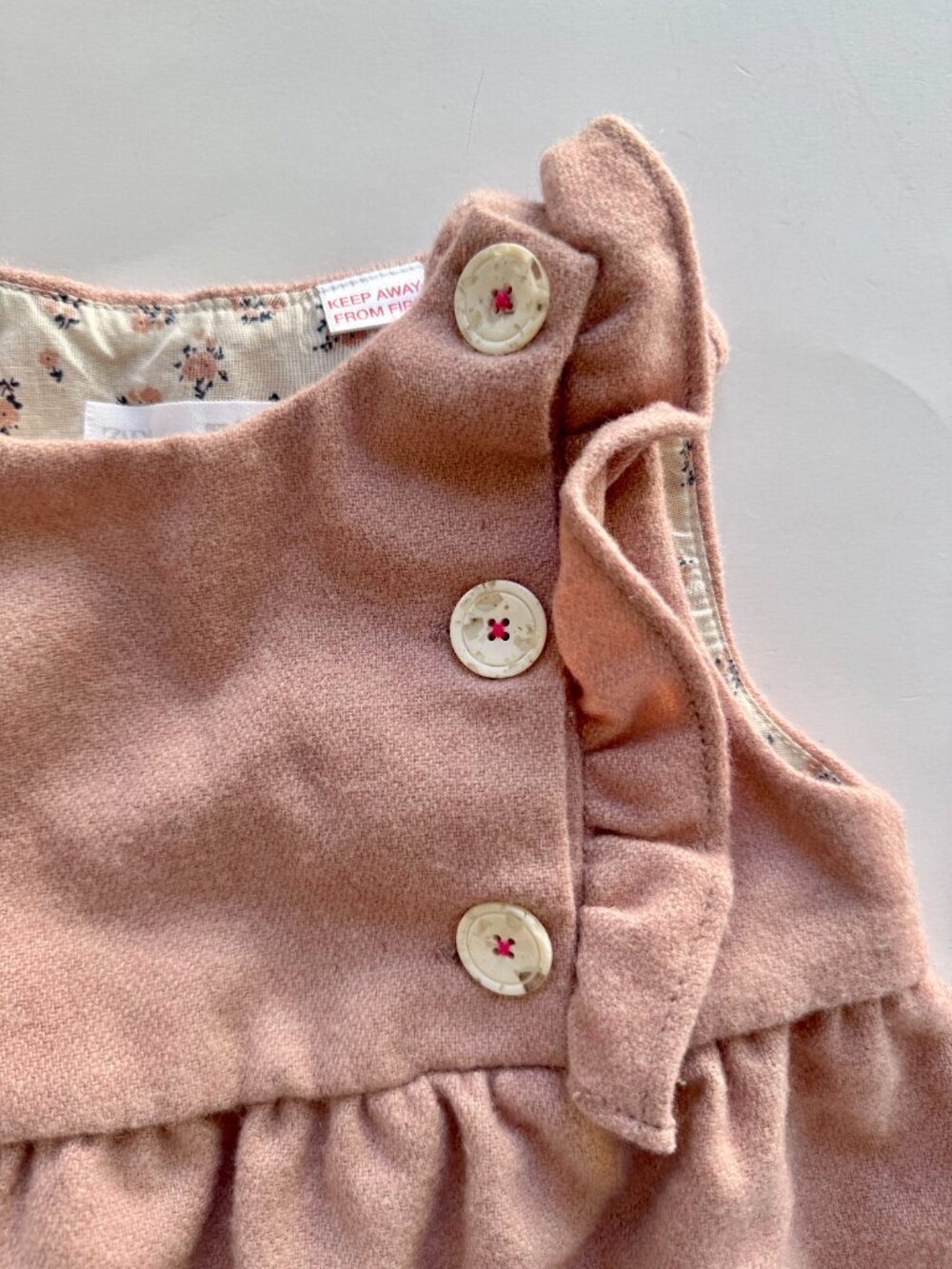 Zara Baby Wool Blend Ruffle Pinafore Dress 18-24M - Picture 4 of 6